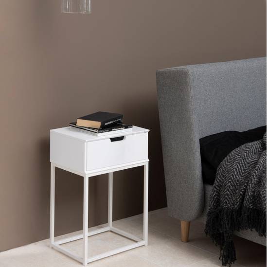 Mitra 40cm 1-Drawer Bedside Table – White – image 6