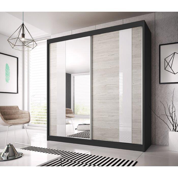 Multi 32 Sliding Mirror Door Wardrobe 233cm - Black Matt — view 1