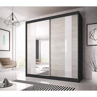 Multi 32 Sliding Mirror Door Wardrobe 233cm - Black Matt — view 1