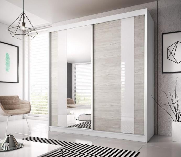 Multi 32 Sliding Mirror Door Wardrobe 233cm - White Matt — view 1
