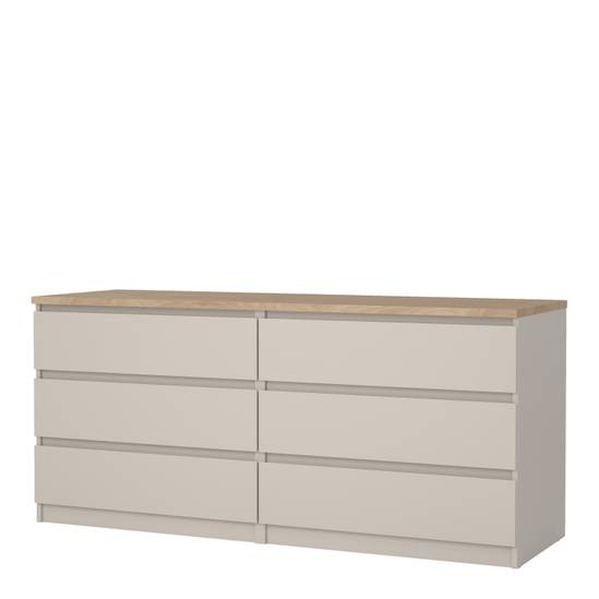 Naia 153.6cm Wide 6-Drawer Chest – Beige – image 3