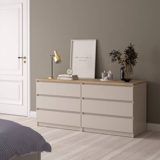 Naia 153.6cm Wide 6-Drawer Chest – Beige – image 5