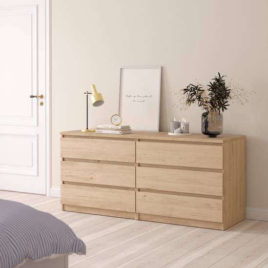 Naia 153.6cm Wide 6-Drawer Chest – Light Oak – image 5