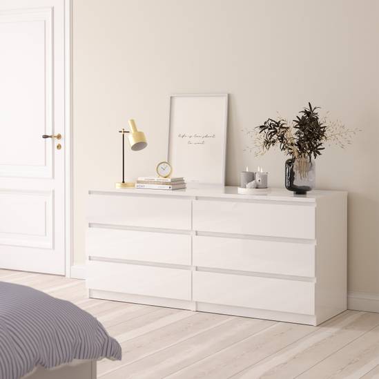 Naia 153.6cm Wide 6-Drawer Chest – White – image 5