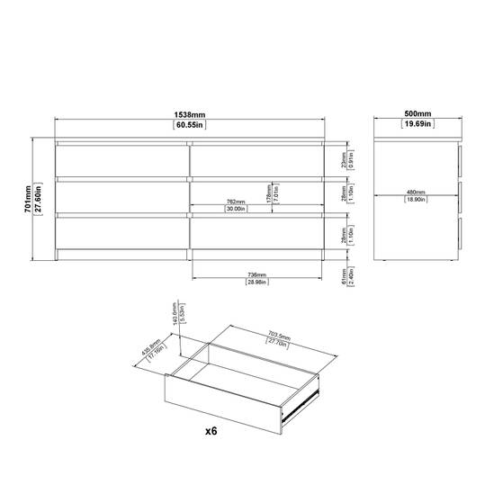 Naia 153.6cm Wide 6-Drawer Chest – White – image 8