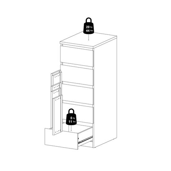 Naia 40.2cm Narrow 5-Drawer Chest – Black – image 11