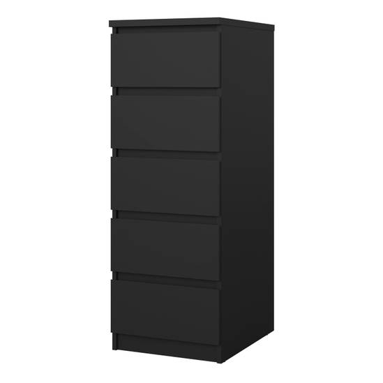 Naia 40.2cm Narrow 5-Drawer Chest – Black – image 3