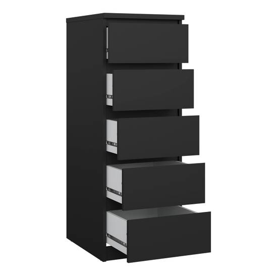 Naia 40.2cm Narrow 5-Drawer Chest – Black – image 4