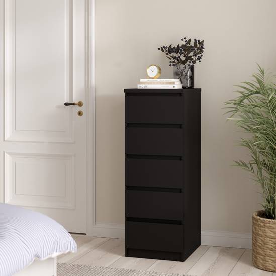 Naia 40.2cm Narrow 5-Drawer Chest – Black – image 5