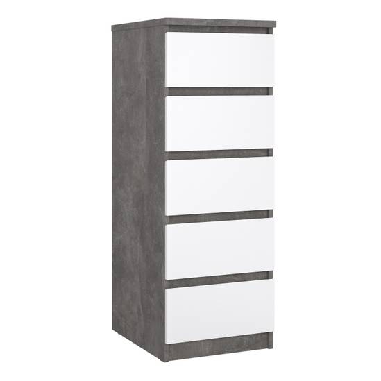 Naia 40.2cm Narrow 5-Drawer Chest – Grey – image 1