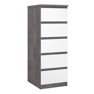 Naia 40.2cm Narrow 5-Drawer Chest – Grey – image 1