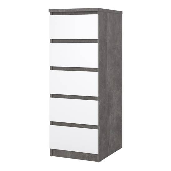 Naia 40.2cm Narrow 5-Drawer Chest – Grey – image 3
