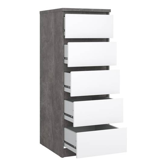 Naia 40.2cm Narrow 5-Drawer Chest – Grey – image 4