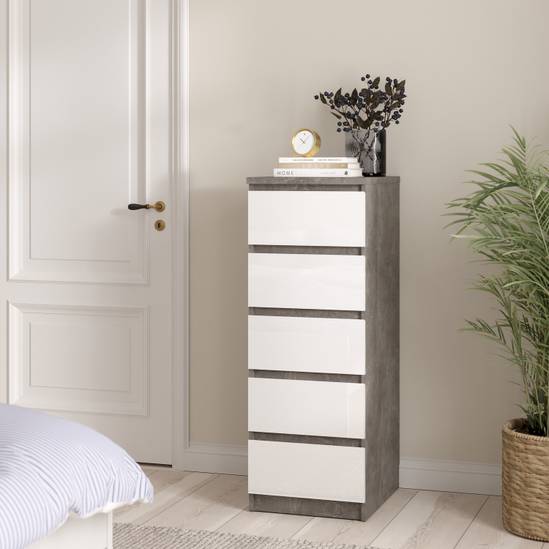 Naia 40.2cm Narrow 5-Drawer Chest – Grey – image 5