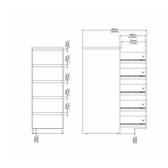 Naia 40.2cm Narrow 5-Drawer Chest – Grey – image 9