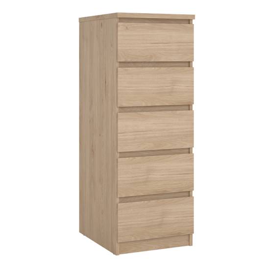 Naia 40.2cm Narrow 5-Drawer Chest – Light Oak – image 1