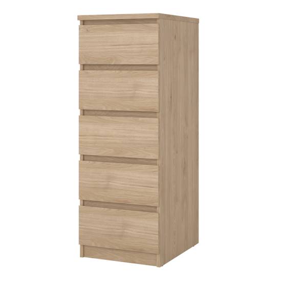 Naia 40.2cm Narrow 5-Drawer Chest – Light Oak – image 3