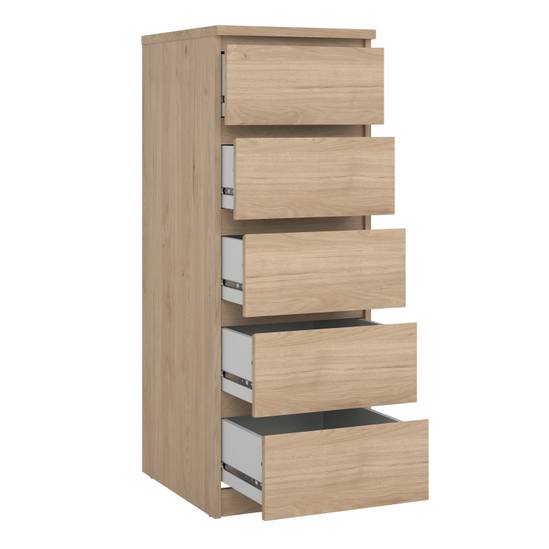 Naia 40.2cm Narrow 5-Drawer Chest – Light Oak – image 4
