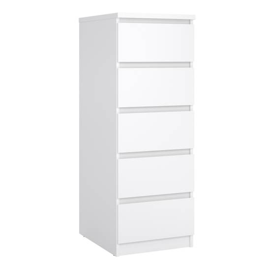 Naia 40.2cm Narrow 5-Drawer Chest – White – image 1