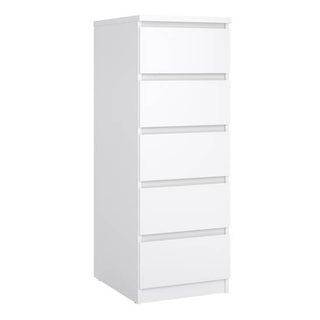 Naia 40.2cm Narrow 5-Drawer Chest – White – image 1