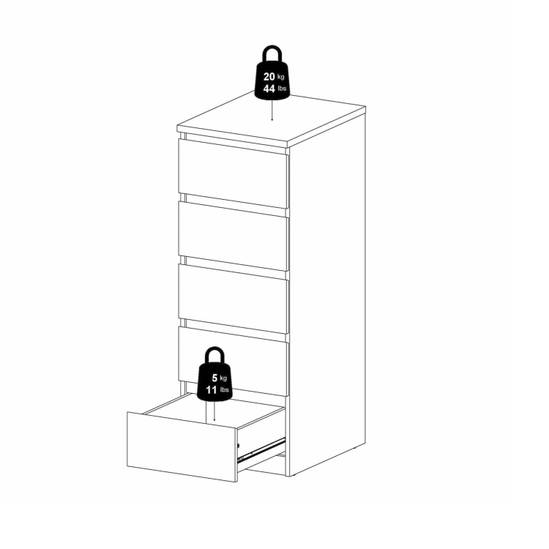 Naia 40.2cm Narrow 5-Drawer Chest – White – image 10