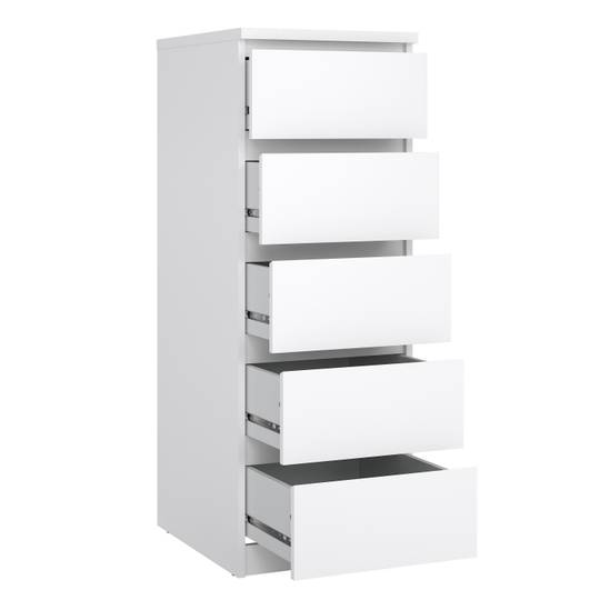 Naia 40.2cm Narrow 5-Drawer Chest – White – image 4