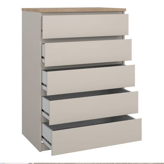 Naia 77cm 5-Drawer Chest – Beige – image 4