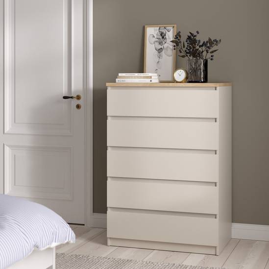 Naia 77cm 5-Drawer Chest – Beige – image 5