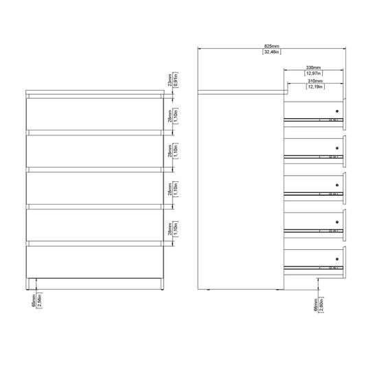 Naia 77cm 5-Drawer Chest – Beige – image 9