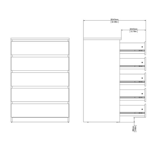 Naia 77cm 5-Drawer Chest – Black – image 11