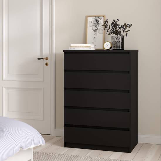 Naia 77cm 5-Drawer Chest – Black – image 6