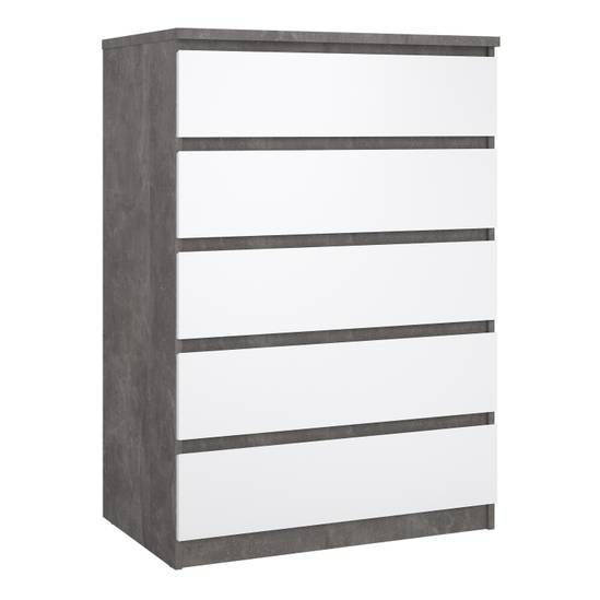 Naia 77cm 5-Drawer Chest – Grey – image 1
