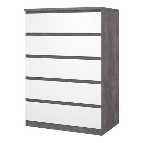 Naia 77cm 5-Drawer Chest – Grey – image 3