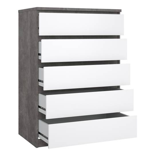 Naia 77cm 5-Drawer Chest – Grey – image 4