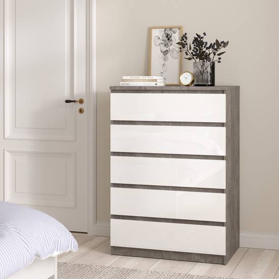 Naia 77cm 5-Drawer Chest – Grey – image 5