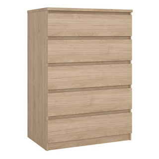 Naia 77cm 5-Drawer Chest – Light Oak – image 1