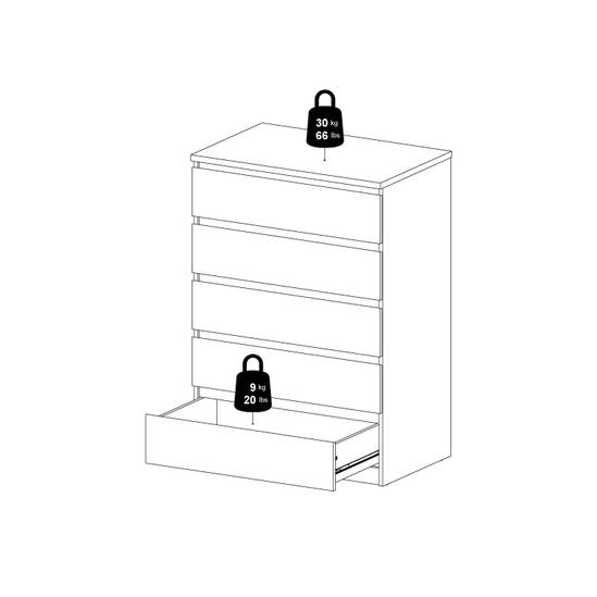 Naia 77cm 5-Drawer Chest – Light Oak – image 11