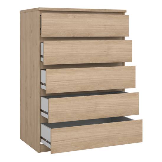 Naia 77cm 5-Drawer Chest – Light Oak – image 4