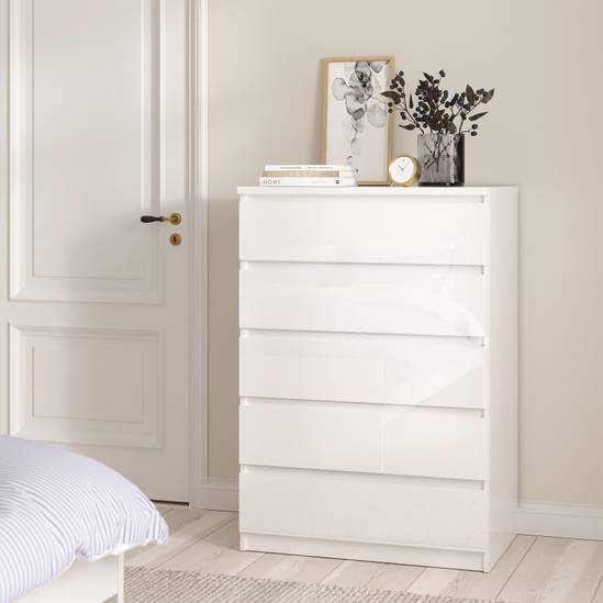 Naia 77cm 5-Drawer Chest – White – image 5