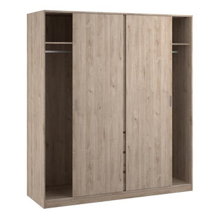 Nakou Sliding Wardrobe 3 Doors 3 Drawers In Jackson Hickory Oak