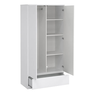 Nakou Wooden Bedroom Set With 2 Doors Wardrobe In White