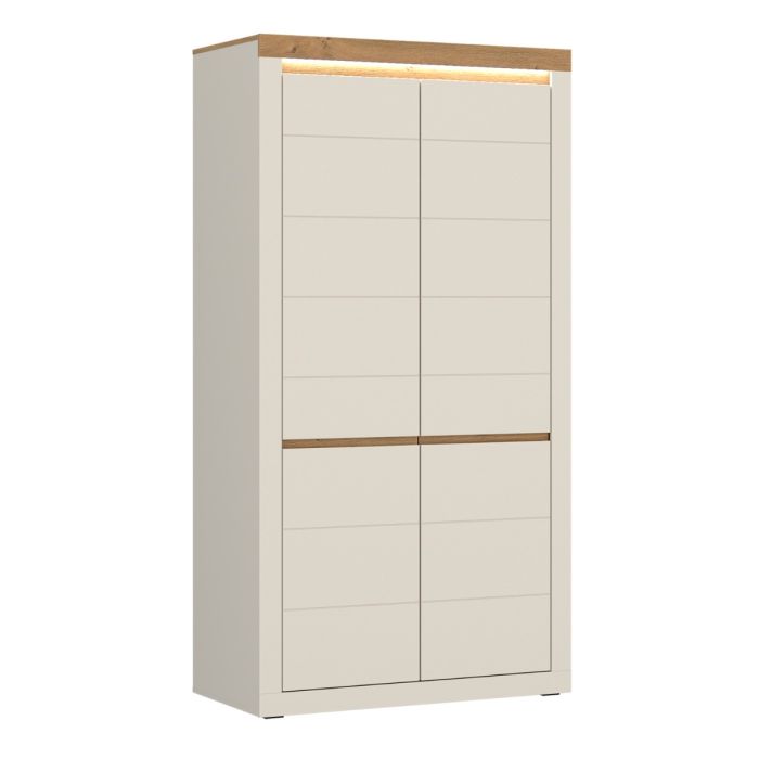 Naxxar 104.2cm 2-door LED wardrobe in cashmere and stone oak