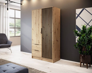 Nelly Hinged Door Wardrobe 105cm - Grey & Lamela Artisan – image 2