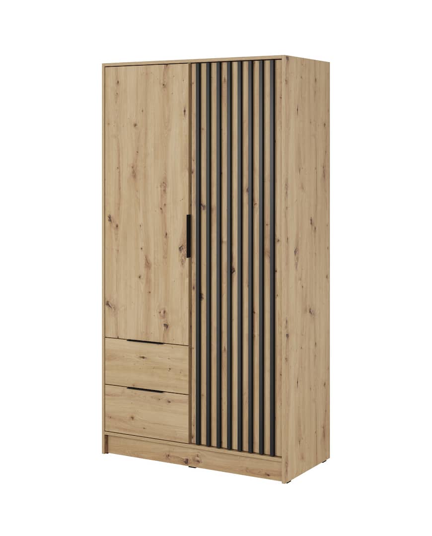 Nelly Hinged Door Wardrobe 105cm - Grey & Lamela Artisan – image 3
