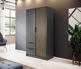 Nelly Hinged Door Wardrobe 105cm - Grey & Lamela Artisan – image 5