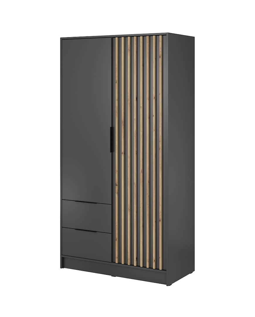 Nelly Hinged Door Wardrobe 105cm - Grey & Lamela Artisan – image 6