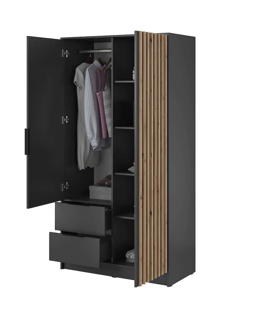 Nelly Hinged Door Wardrobe 105cm - Grey & Lamela Artisan – image 7