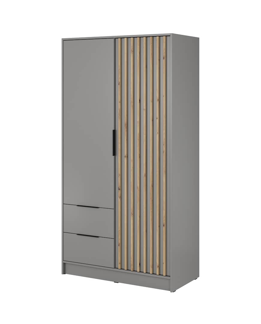 Nelly Hinged Door Wardrobe 105cm - Grey & Lamela Artisan – image 8