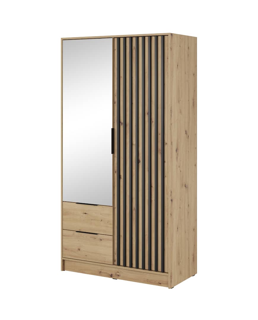 Nelly Hinged Door Wardrobe 105cm - Grey & Lamela Artisan – image 3