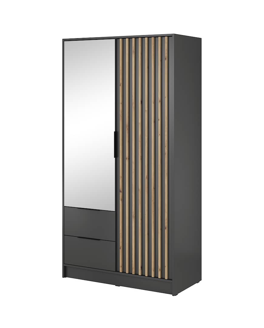 Nelly Hinged Door Wardrobe 105cm - Grey & Lamela Artisan – image 6